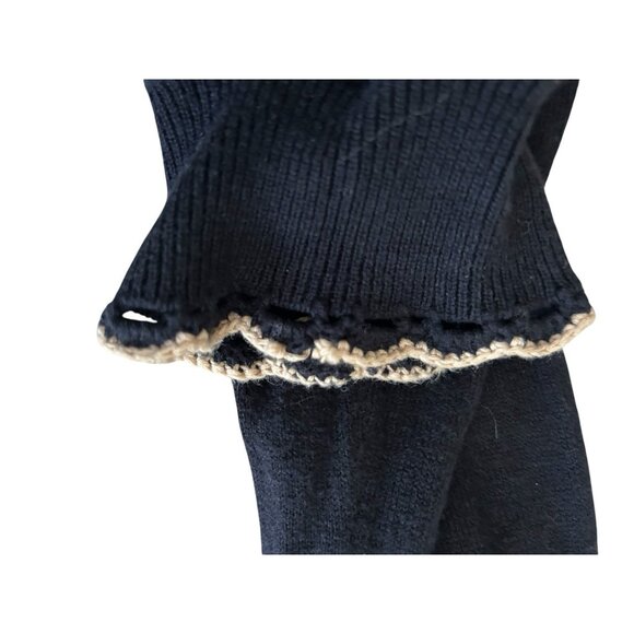 Ladies Cardigan Embroidered Collar Long Sleeve Cherries Navy Size Medium Topshop - Picture 12 of 12